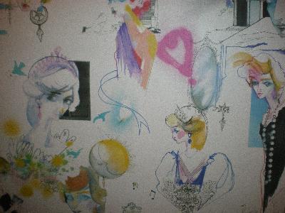 Beautiful hand-painted wallpaper in the Diana exhibition in Kensington Palace
