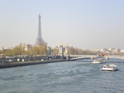 View of the Eiffel Tower across the Seine